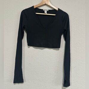 Forever 21 Charcoal Ribbed Knit Top